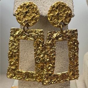 Susan Shaw Bell Quad Earrings w/Vintage French Foil Texture